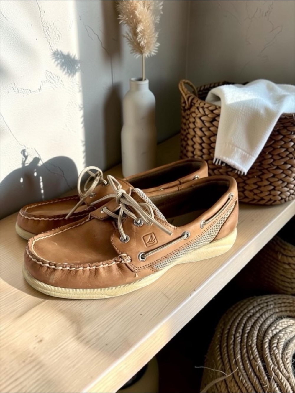 Sperry Top‑Sider Tan Leather Boat Shoes ⛵️ Wide Width Women’s 6.5